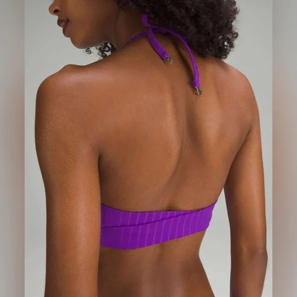Lululemon bikini ribbed halter criss cross back top, high waisted bottoms purple - Picture 4 of 9